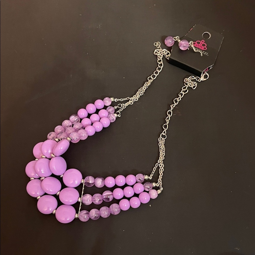Paparazzi Lavender and Silver Necklace Set